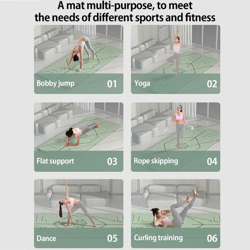 Large Yoga Mat Thick,Wide Non-Slip Workout Mat,Eco-Friendly TPE Exercise Mat With Carrying Strap Store Bag,Shock Absorption,Sweat-Resistant (Green, 8mm)