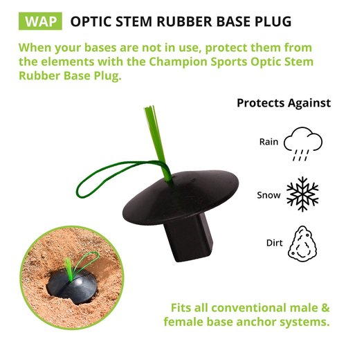 Champion Sports Black Rubber Baseball Anchor Plug Base Plug with Easy View Optic Stem and Rope