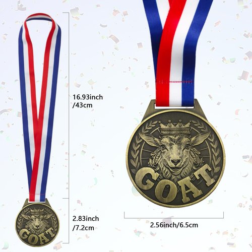 YUJUE Goat Medal - 3ft Greatest Champion Medal of All Time, Goat Pendant Medal with Neck Strap, Goat Award Chain for Football Basketball Sports Championship MVP Award and Tournament League Champion