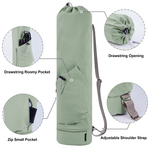 sportsnew Yoga Mat Bag with Water Bottle Pocket and Bottom Wet Pocket, Exercise Yoga Mat Carrier Multi-Functional Storage Bag, Green,Patent pending