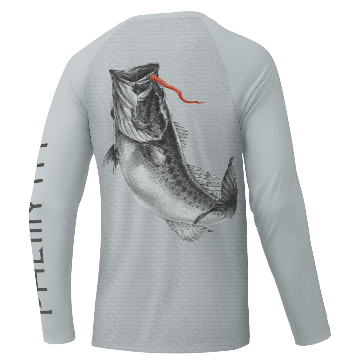 Palmyth Fishing Shirts for Men Long Sleeve UPF 50+ T Shirt Sun Protection Tee UV T-Shirts Gray Largemouth Bass XL