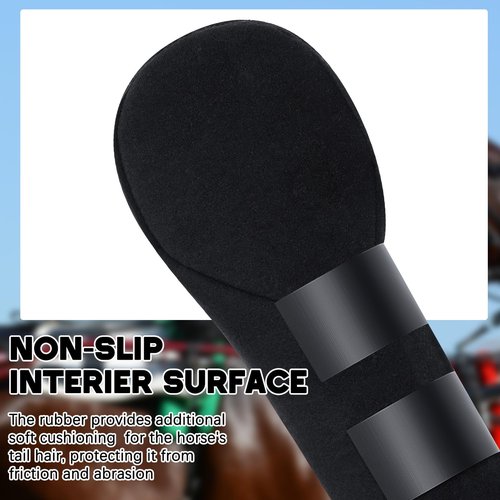 Eccliy 2 Pcs Horse Tail Wrap Protector Adjustable Touch Fasteners Non-Slip Horse Care Tail Bag Guard Accessories for Show and Stable Use, Black