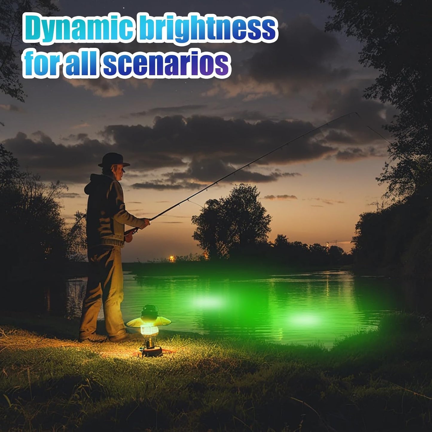 2 Pcs Adjustable 12V 15W Underwater Submersible Fishing Light Fishing Attracting Light LED Lure Bait Finder Lamp with 16.4ft Cord for Pool Boat Sea Crappie Squid Shad Shrimp