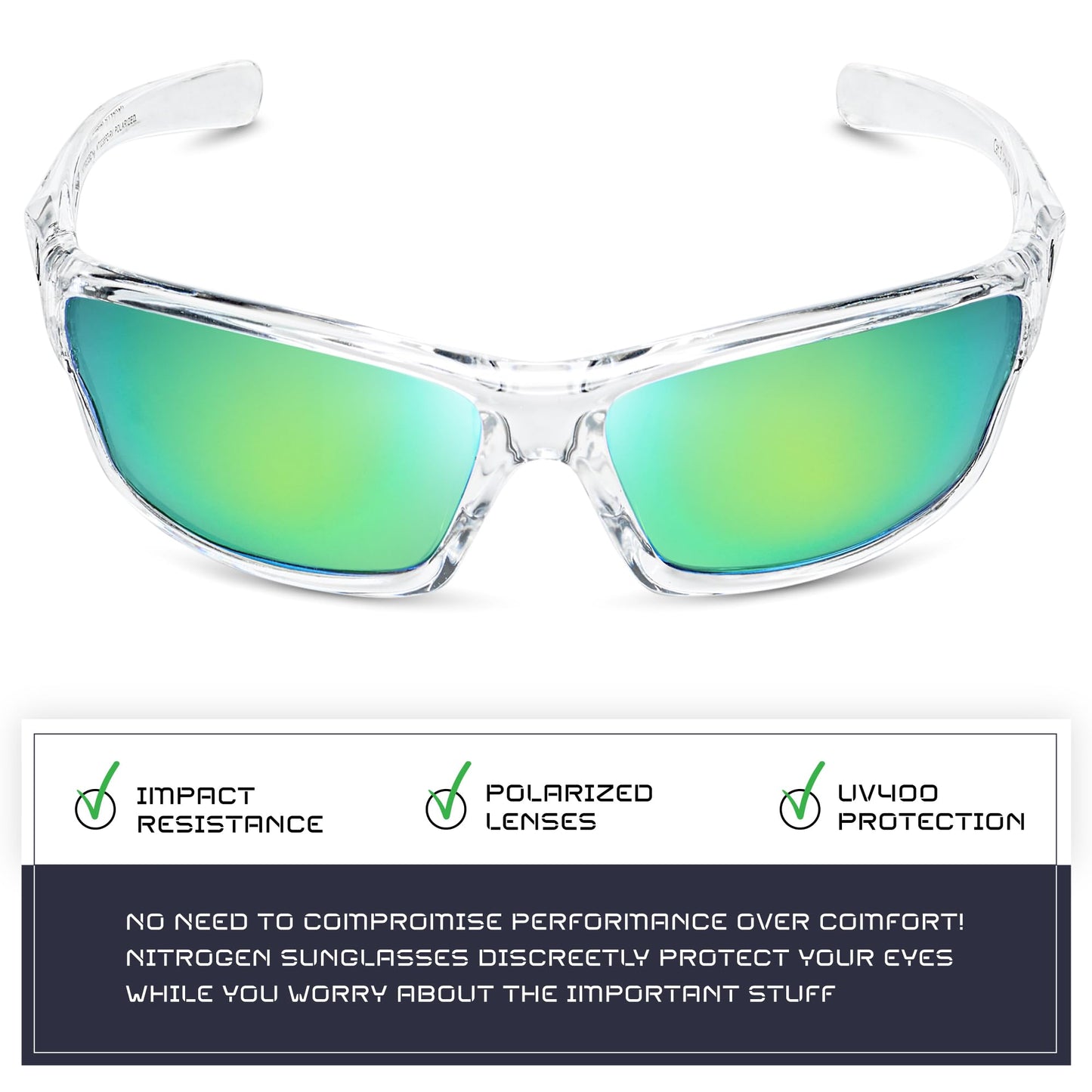 Nitrogen Polarized Wrap Around Sport Sunglasses for Men Women UV400 Driving Fishing Running Sun Glasses
