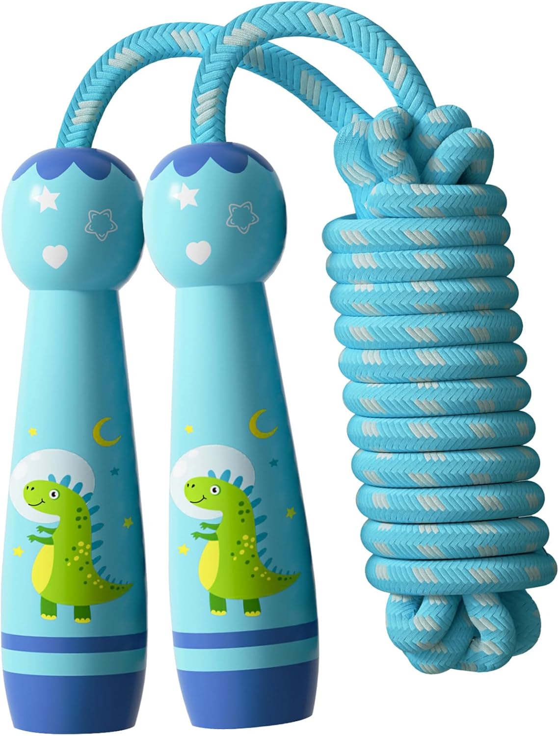 Jump Rope for Kids-Adjustable Cotton Braided Skipping Rope with Wooden Handle for Toddler Fitness Workout Exercise Outdoor Activity