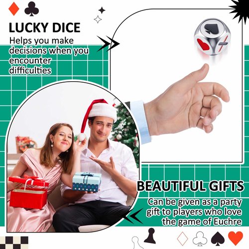 Simgoing 2 Pcs Stainless Metal Marker Dice 0.8''(2cm) Euchre Indicator Great Tools for Euchre Pinochle Playing Cards, Gift for Bridge Cards