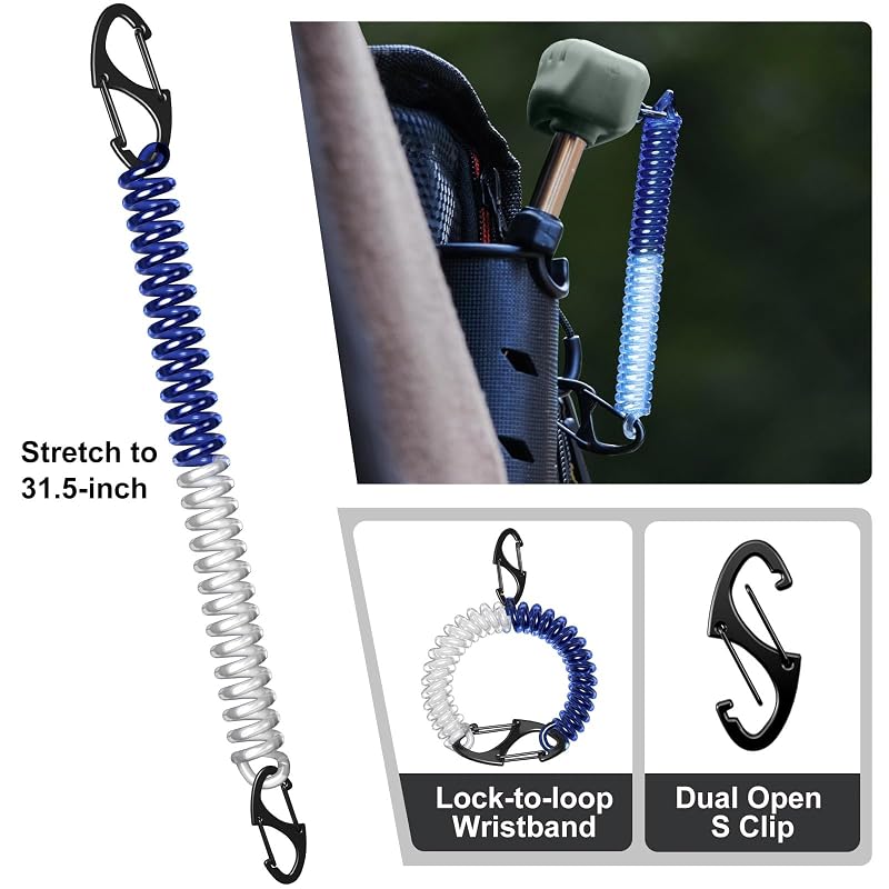 3-Pack Fly Fishing Retractors & 3 Coil Lanyards, 5oz Anti-Slip 32"