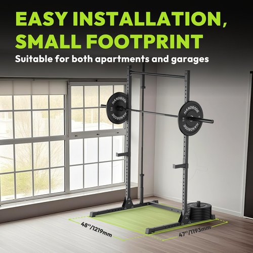 HANDBODE Power Rack with Pull Up Bar, Multi-Functional Power Cage for Home Gym, Heavy Capacity Adjustable Squat Rack Fit 6 FT, 7 FT Barbell, Weightlifting, Strength Training, Bench Press