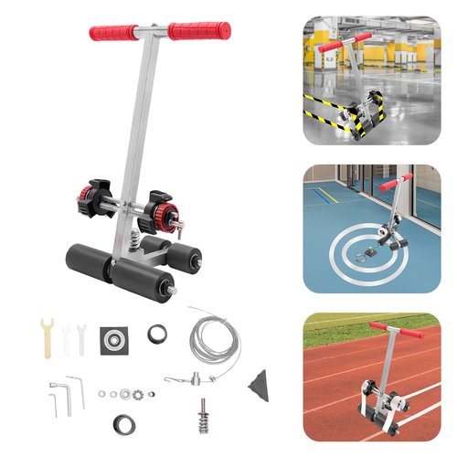 Striping Line Marking Machine, Hand-Push Tape Sticking Machine, Lane Marking Applicator, Manual Floor Court Paint Circles Striping Pasting Equipment for Basketball Road Parking Space