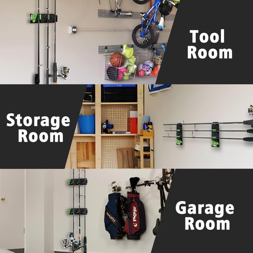 TORIOX Expandable Fishing Rod Holder,Wall-Mounted Fishing Rod & Combos Rack for Garage – UV Silicone Spring Clip, Space-Saving Storage Rack with Free Lure Holder