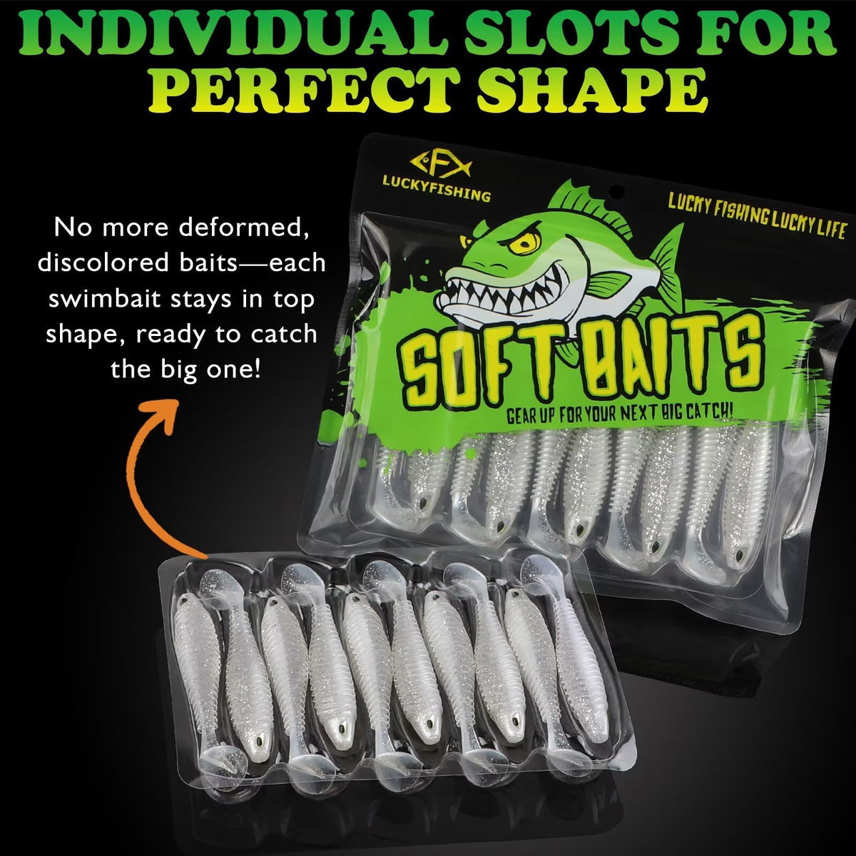 LUCKYFISHING Paddle Tail Swimbaits 10 PCS Fishing Lures Soft Plastic Lures for Trout Crappie Walleye Soft Baits for Bass Fishing Freshwater Saltwater 3.5 Inch