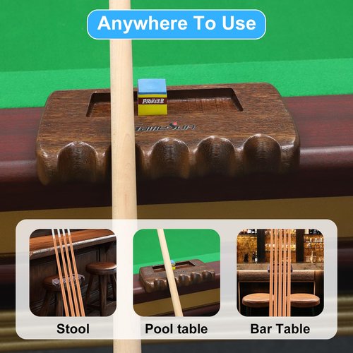 GAMESUN Weighted wooden 5-Cue pool cue stick holder, billiard cue stick holder, chalk holde