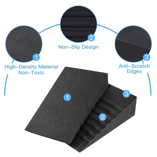Squat Wedge for Heel Elevated Squats: Adjustable Rubber 4Pcs Calf Raise Block - Improve Range of Motion & Strength - Gym Exercise Physical Recovery