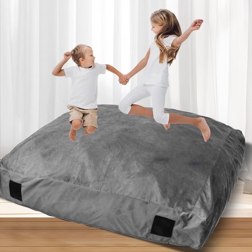 WOUDY Crash Pads for Kids Sensory, Sensory Crash Pads for Autistic Children, Crash Pads Sensory Pads, Crash Pads, for Children and Adults,with Washable Cover (5 feet x 5 feet) Gray