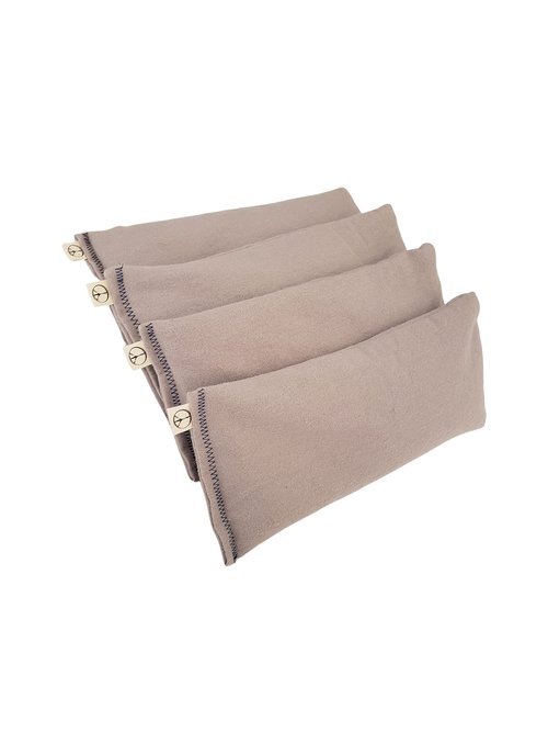 Peacegoods Pack of (4) Unscented Organic Flax Seed Eye Pillows - 4 x 8.5 - Soft Cotton Flannel - Soothing & Relaxing - Gray