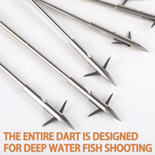 BKEBOLTS 16PCS 4 Types Fishing Darts Slingshot Arrow Silver Steel Fishing Slingshot Reel Dart for Adult Bowfishing Hunting Shooting Fishing