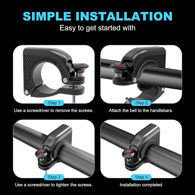 Bike Horn with Aluminum Casing 90dB - Fits 22.2–31.8mm Handlebars, Black