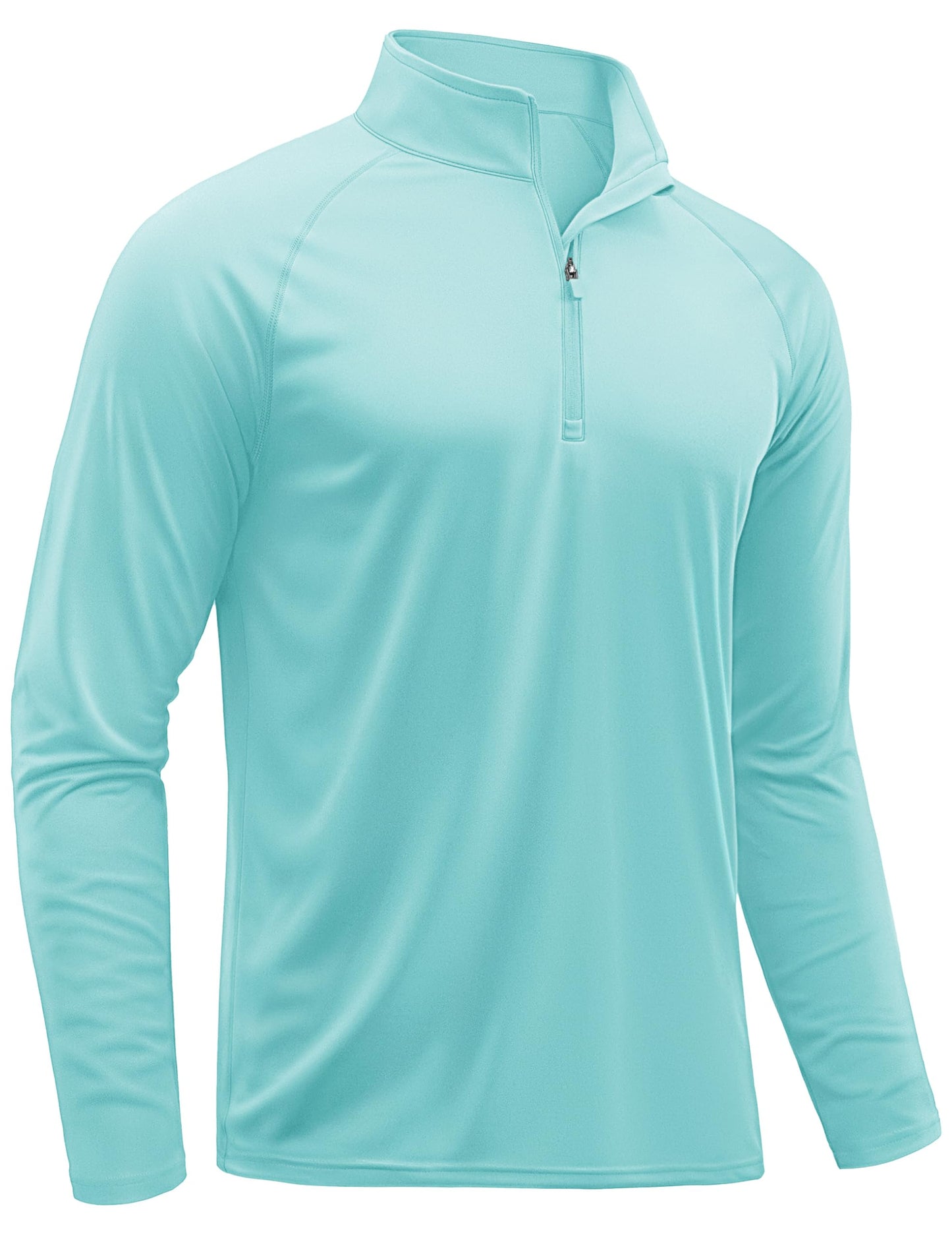 TACVASEN Swim Shirts for Men Rash Guard SPF Shirt Long Sleeve UPF 50+ Sun Protection Athletic Quarter Zip Running T-Shirts Lake Blue M