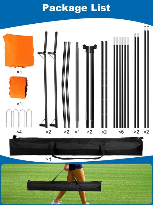 Portable Volleyball Training Equipment Net System, Volleyball Practice Net with Carrying Bag, Height Adjustable for Backyard Indoor Outdoor Hitting Serving Practice