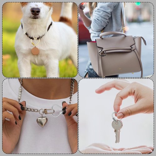 6pcs Heart Shape Screw Carabiner Keychain, Metal Heart Keychain Clip, Multi-Function Small Cute Locking Carabiner Hook in Gold White Black(30mm & 25mm)