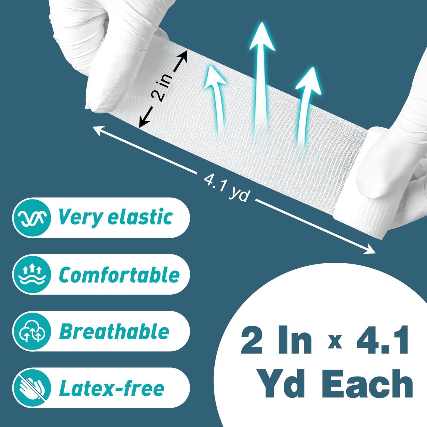 AZEN 20 Pack Gauze Rolls Bandages, 2 in x 4.1 Yards, Premium Medical Supplies & First Aid Supplies, Bandage Wrap Vet Wrap