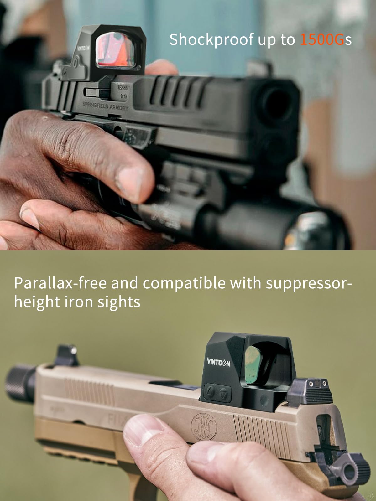 VINTCON Aquila - S Red Dot Sight Open Reflex Sight | for Subcompact Pistols RMS RMSC Footprint 3 MOA Dot | Shake-Awake Parallax-Free Durable Waterproof Fogproof