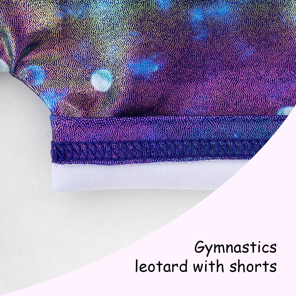 Gymnastics Leotards for Girls Toddler Ballet Dance Tumbling Outfits 7 8 Kids Sleeveless Gymnastic Biketard with Shorts Sparkly Dancwear Unitards Clothes Bodysuit (Blue Glitter, 7-8 Years)
