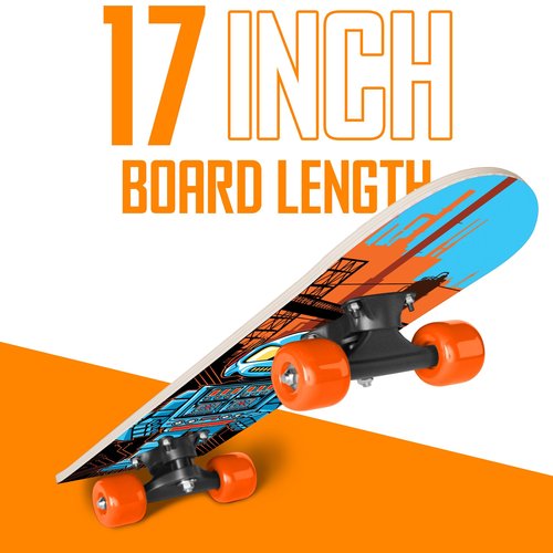 RUDEBOYS 17 Inch Mini Wooden Cruiser Graphic Beginner Skateboard (Robot Design)