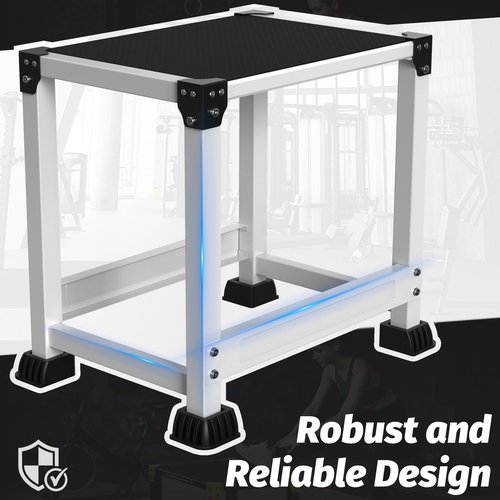GanFindX Steel Plyo Box 18 Inch with 17 * 13 Inch Surface Metal Plyometric Jumping Box Home Gym Jump Trainer for Fitness Exercise Agility Stamina Conditioning Strength Training, White
