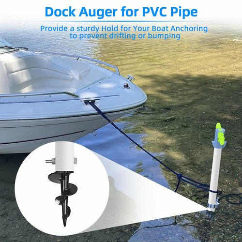 Dock Auger Sand Auger Boat Anchor for PVC Tubing Sandbar Anchor,Sand Anchor for Boat,Dock Auger Fit 1.5" Schedule 40 PVC with 1.57" ID,for Secure Pontoon Boat Beach Umbrella Shallow Water Anchor
