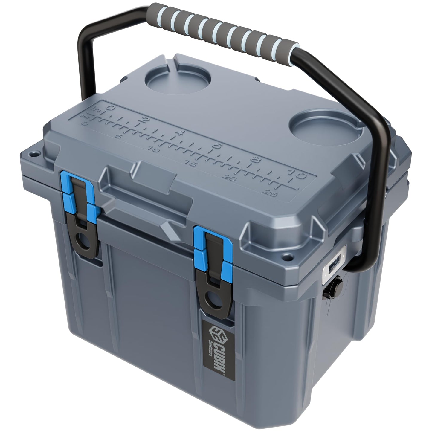 Cubix Outdoors, QuadraX 10QT Rotomolded Personal Small Cooler, Insulated Portable Hard Cooler Ice Chest, Holds Ice for 72 Hours for Outdoor Activities, 2 Built-in Cup Holders, Granite Grey