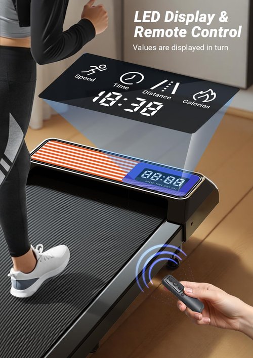Walking Pad Treadmill, Portable Treadmills for Home, 2.5 HP Quiet Under Desk Treadmill with 5% Incline, 265 Lbs Capacity, 15" X 35.4" Running Belt Walking Pad, Home Office Walking