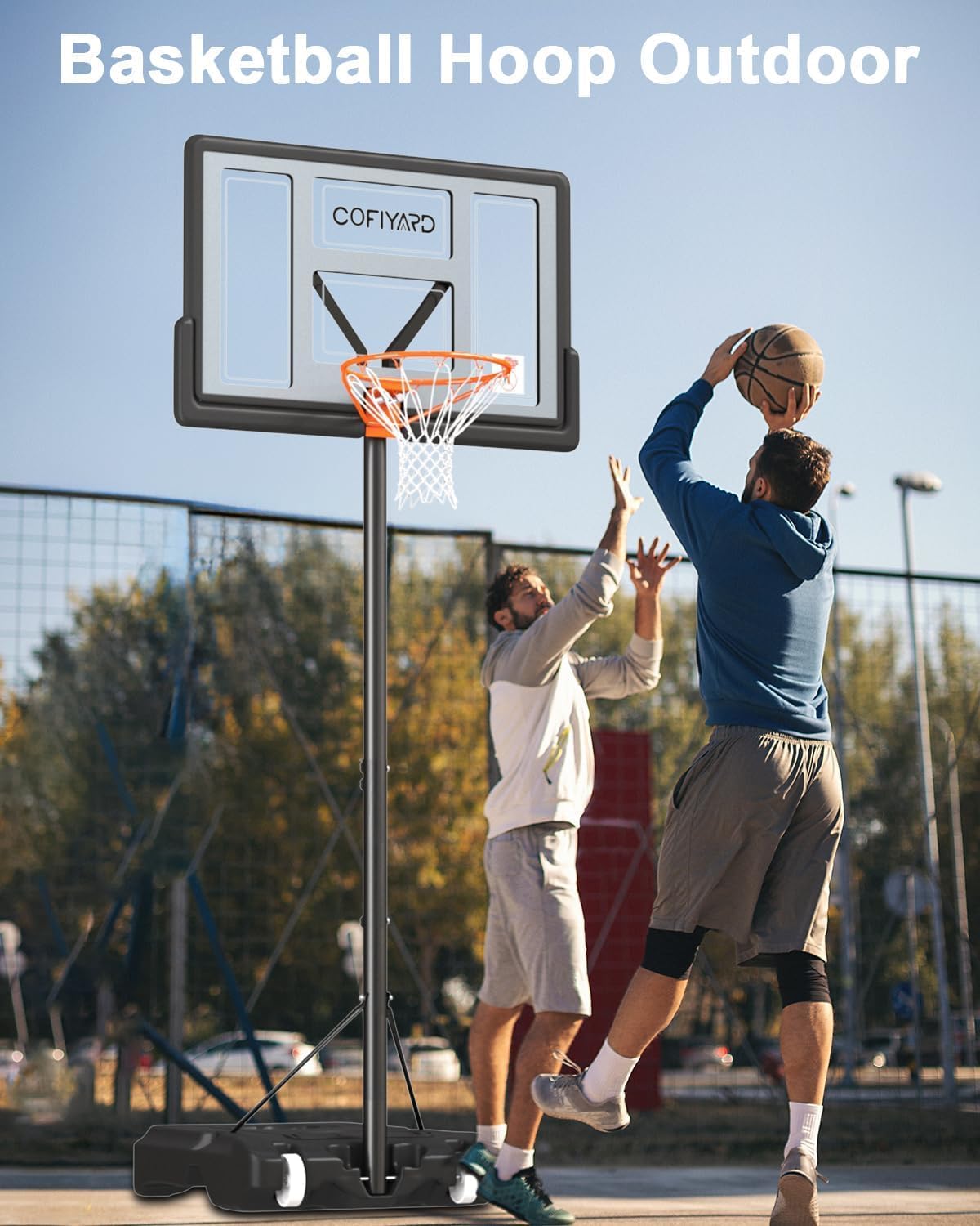 10FT Basketball Hoop Outdoor System with Extra Sandbag,Height Adjustable Basketball Goal System 44 Inch Shatterproof Backboard for Youth/Teens/Adults Indoor Outdoor