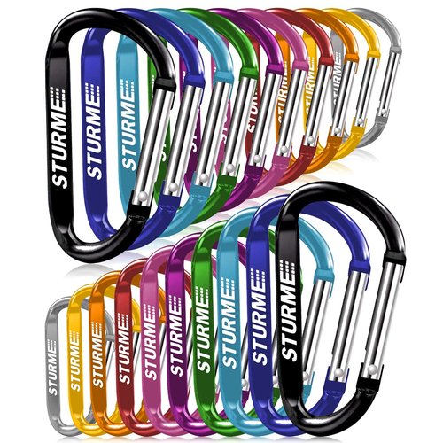 STURME 20pcs 2.7" Carabiner Clip Durable Carabeaner Hooks Small Carabiner D Clip