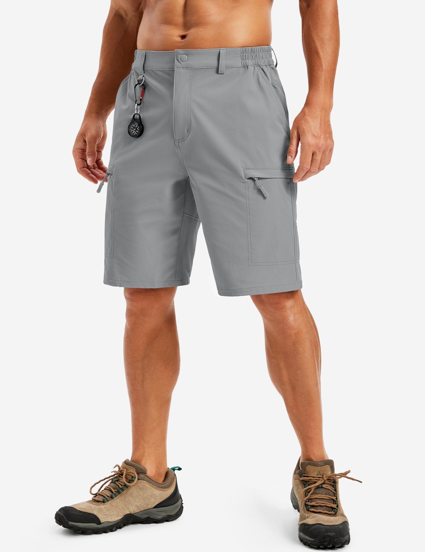 TACVASEN Cargo Shorts for Men Quick Dry Hiking Lightweight Golf Workout Fishing Travel Shorts Summer Beach Light Grey 32