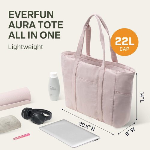 Everfun Large Tote Bag for Women, Gym Tote with Wet Compartment for Daily Yoga, Laptop Work Bag, Travel, Weekend, Beach, Dance, Lightweight, Pink