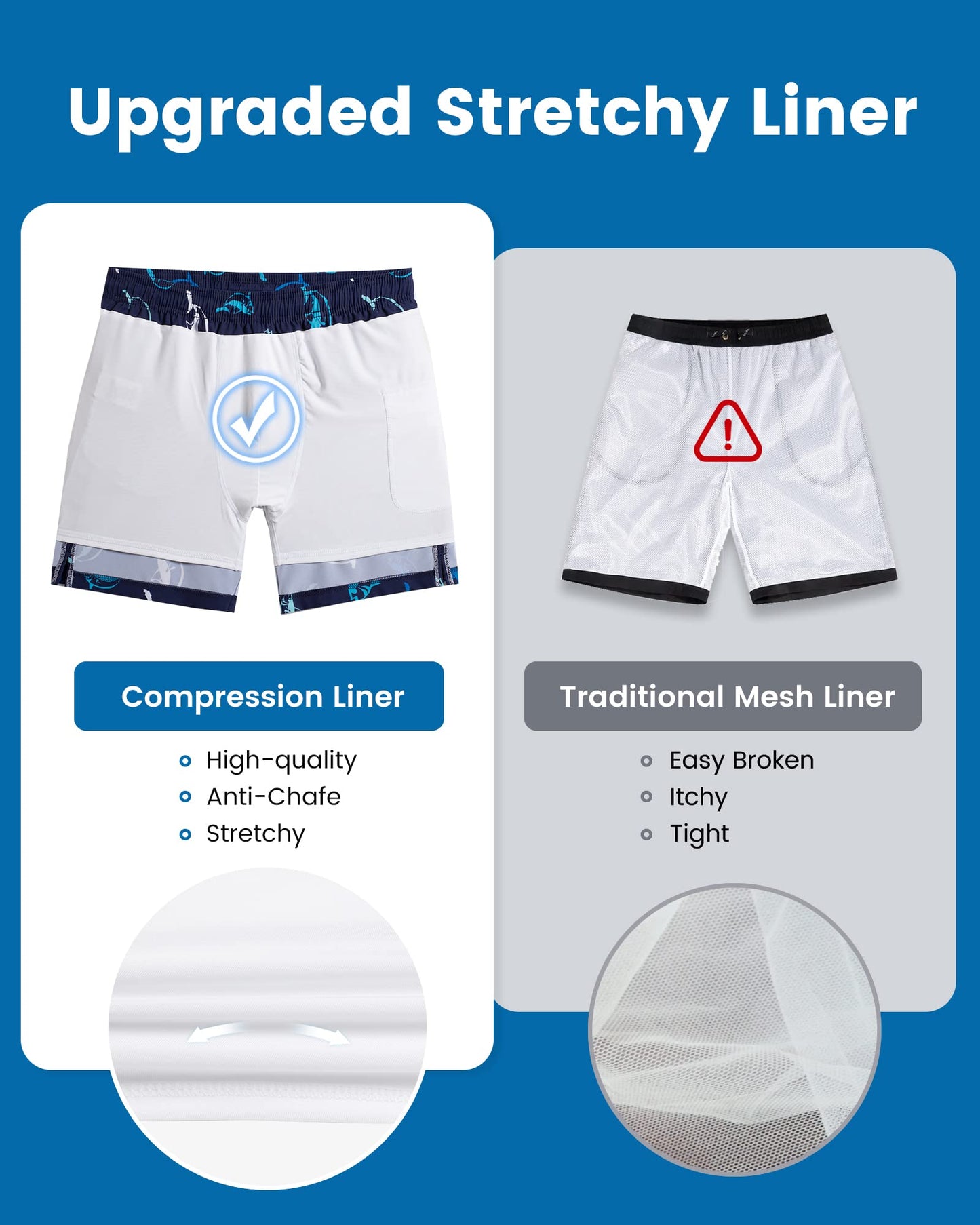 maamgic 2 in 1 Mens Swim Trunks 7 Inch Swim Shorts Swim Suits Board Shorts