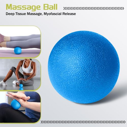 Krightlink 5-in-1 Foam Roller Set, Massage Roller Stick, Massage Ball, Resistance Band for Deep Muscle Massage, Trigger Point Release, Pilates, Yoga (Blue)
