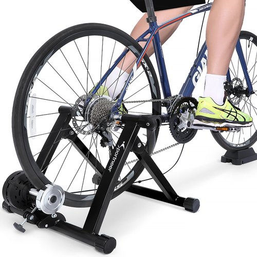 Sportneer Bike Trainer Stand Indoor Exercise - Sportneer Magnetic Bicycle Cycling Training Accessories with Noise Reduction Wheel Kit for Road Bike