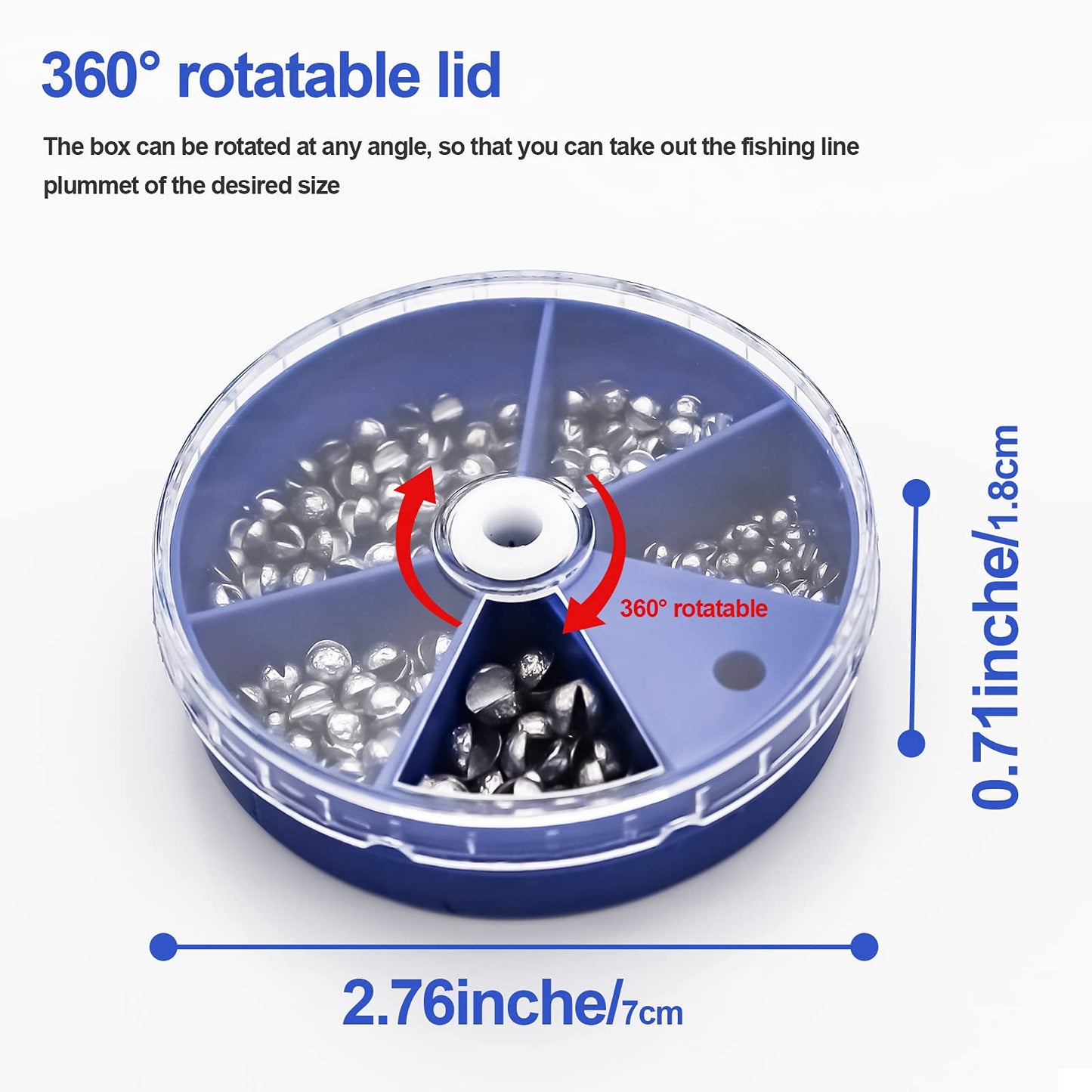 FREGITO Fishing Weight Sinkers,205pcs Weight Sinkers 5 Sizes Lead Weights Round Split Shot Sinker Removable Fishing Weights Sinkers