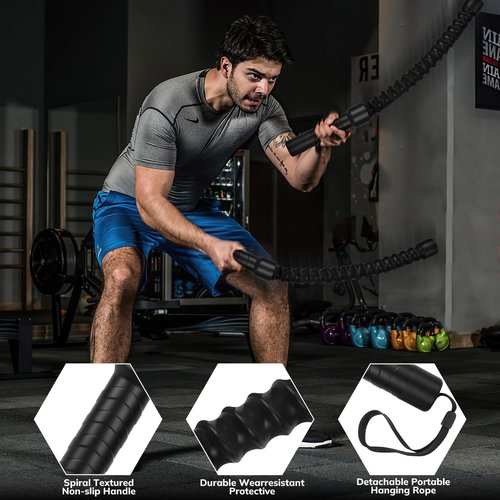 Battle Ropes For Home Gym, Mini Ropeless Exercise Rope Home Gym Equipment, Portable Workout Gadget For Travel, HIIT Workouts, Low-Impact Cardio Training