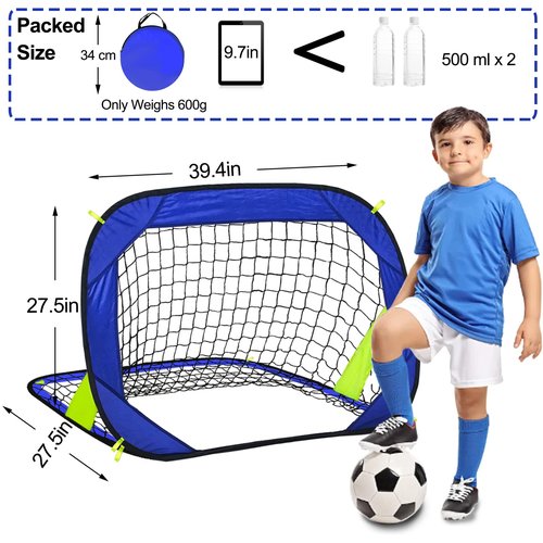 EVERRUSH Pop Up Soccer Goals Nets for Backyard Beach Soccer Training Net Mini Portable Foldable Lightweight Indoor + Outdoor Football Goal with Carry Bag