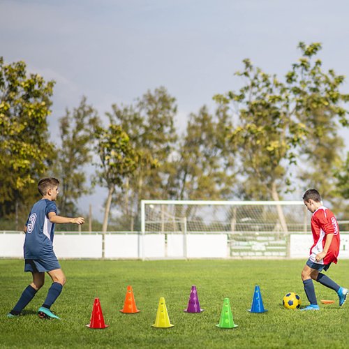 Suwimut 24 Pack Plastic Agility Cones, 9 Inch Soccer Cones Training Agility Field Marker Plastic Traffic Cone for Training, Football Basketball Drills, Traffic, Activity, Party, Indoor Outdoor Games