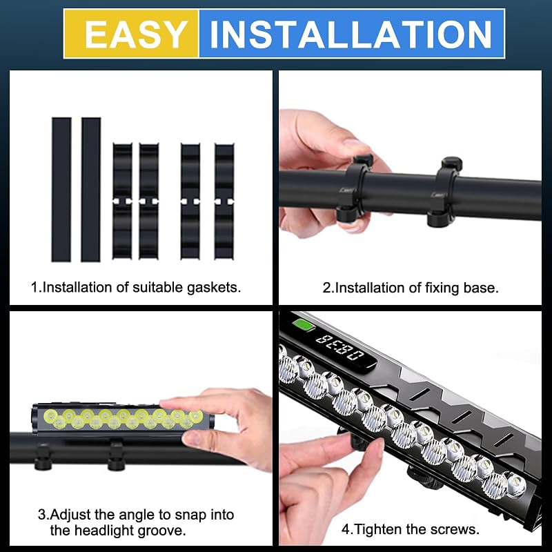 W617 17 LED 4800 Lumen Bike Light with 10000mAh USB Rechargeable Battery, 4 Modes, Digital Power Display