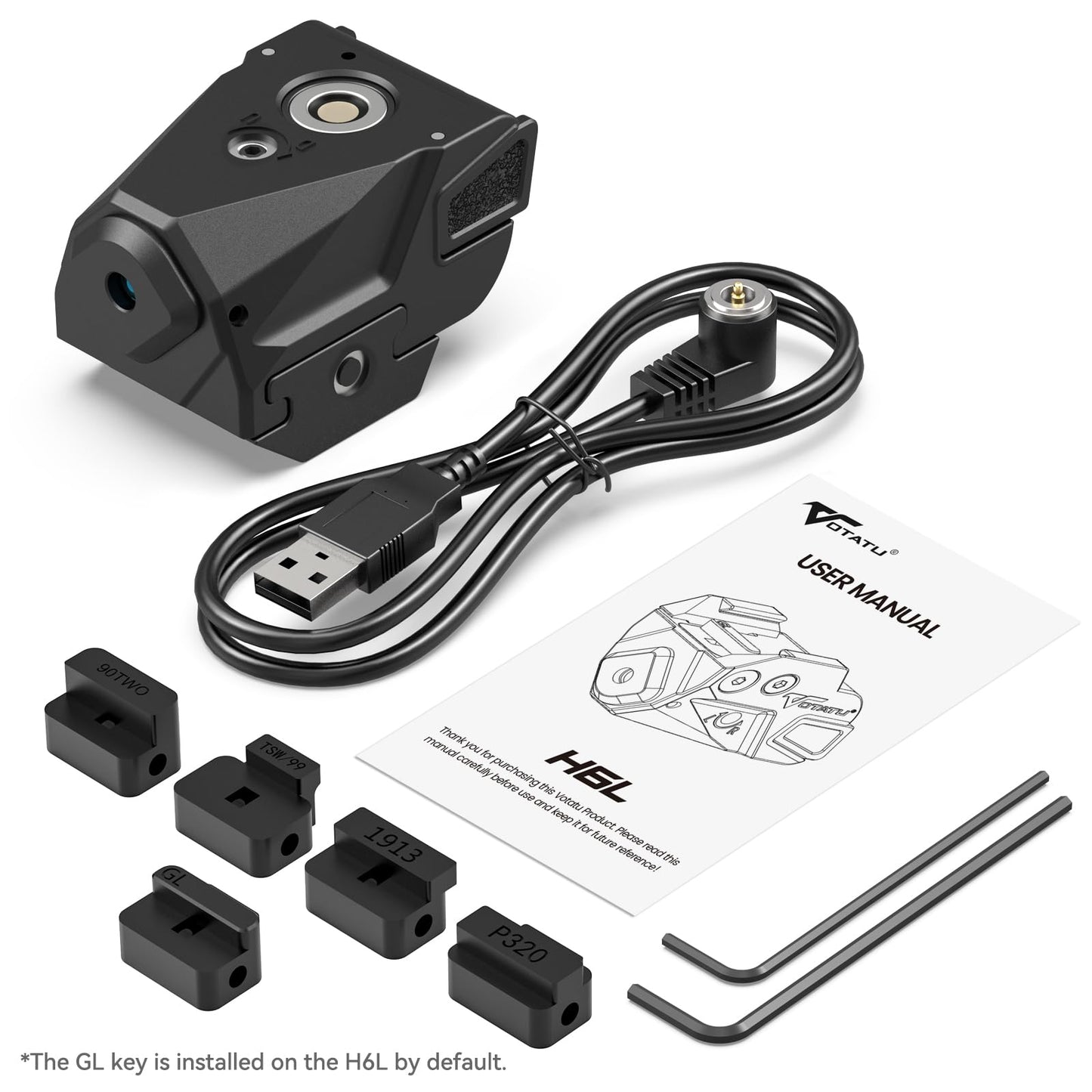 Votatu H6L-G Ultra Compact Laser Sight for Pistol Handgun, Rechargeable Sub-Compact for Taurus G2C, G3C, 1913 Picatinny, Sig P320, Beretta 90two, S&W 99 and S&W TSW