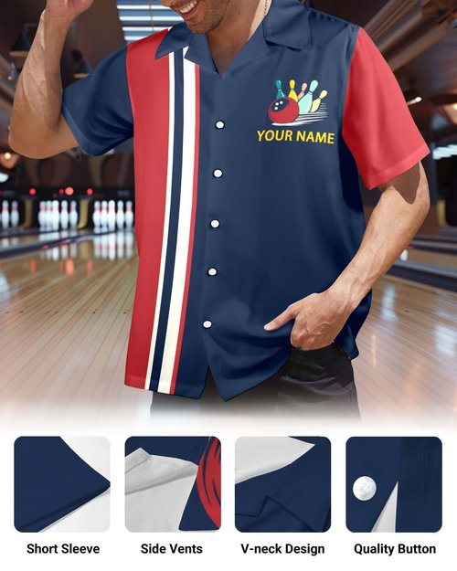 Custom Bowling Shirt for Men Women Personalized Name Bowling Jersey Casual Hawaiian Shirts Customized Retro Polo, S31