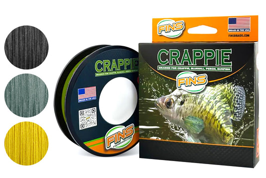 FINS Crappie Braided Fishing Line – Micro Diameter 4-Strand Ultralight Braid for Crappie, Perch, Sunfish and Panfish, High Visibility, Low Memory, Ultralight Freshwater Spinning Reel Braid
