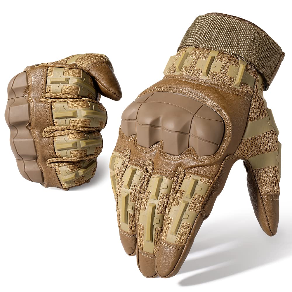 WTACTFUL Touch Screen Motorcycle Tactical Gloves for Men Airsoft Paintball Gear MTB Bike Cycling Cross-Country Motorbike ATV Hunting Hiking Riding Driving Work Outdoor Full Finger Gloves XL Brown