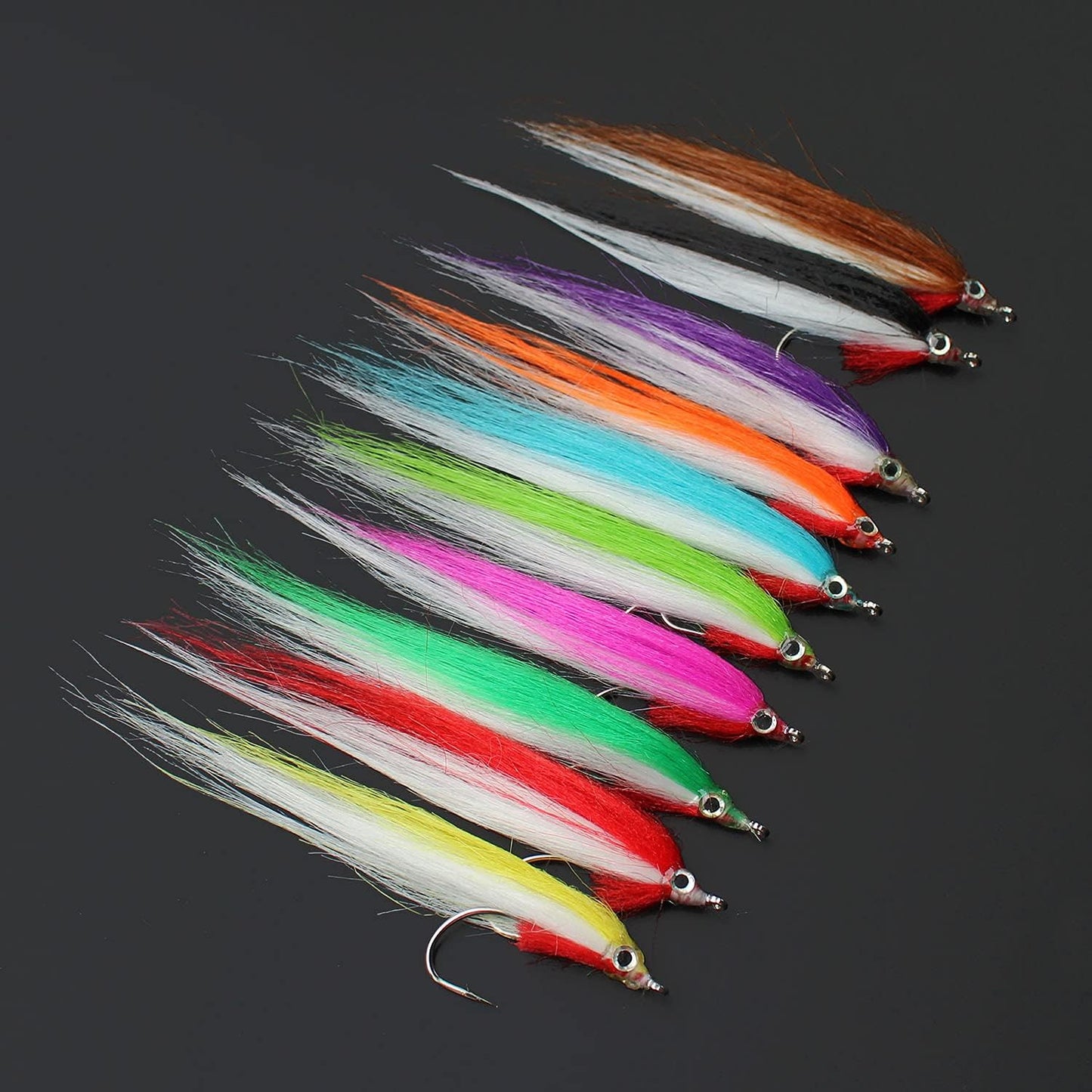 20 pcs 1/0 UV Colors High Carbon Hook Polar Fry Salmon Trout Sea Bass Steelhead Minnow Fly Fishing Flies Lure Set