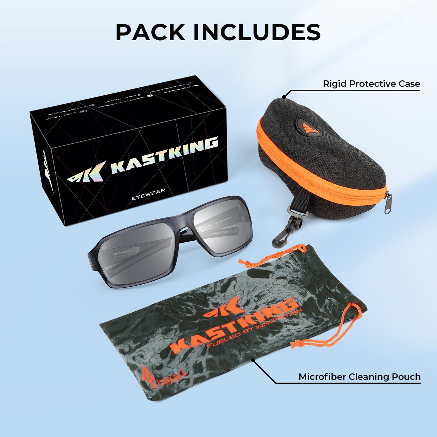 KastKing Chippewa Polarized Sunglasses – UV400 Protection, Full Wrap, 1.0mm TAC Lenses for Fishing, Cycling & Outdoor Sports